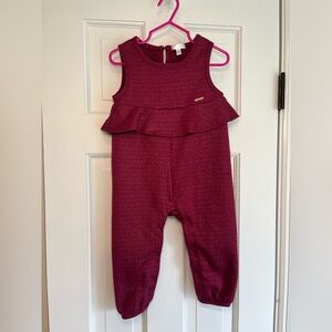 Tahari 24 month Girls Burgundy Soft Jumpsuit